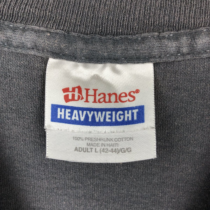 Hanes Heavyweight Def Leppard Union Jack Band T-Shirt (Men's Size L) cotton Charcoal Vintage Second Hand