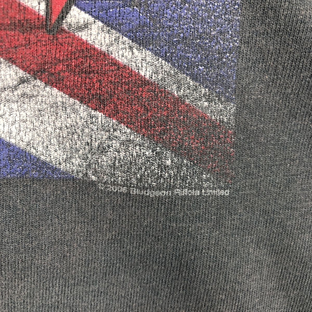 Hanes Heavyweight Def Leppard Union Jack Band T-Shirt (Men's Size L) cotton Charcoal Vintage Second Hand