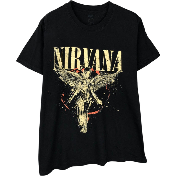 NIRVANA Nirvana Band T-shirt, Band T, Men's L size cotton black type Vintage Second Hand