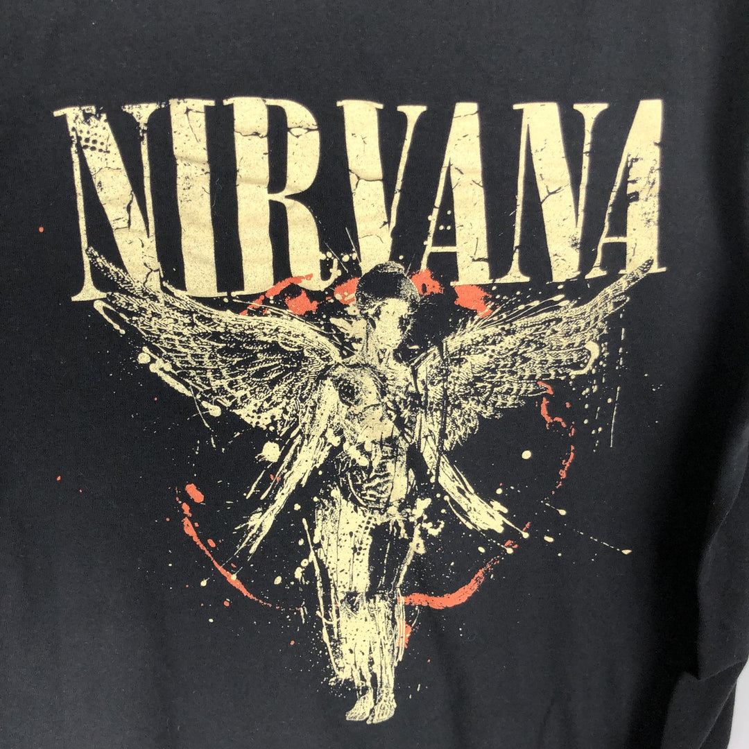 NIRVANA Nirvana Band T-shirt, Band T, Men's L size cotton black type Vintage Second Hand