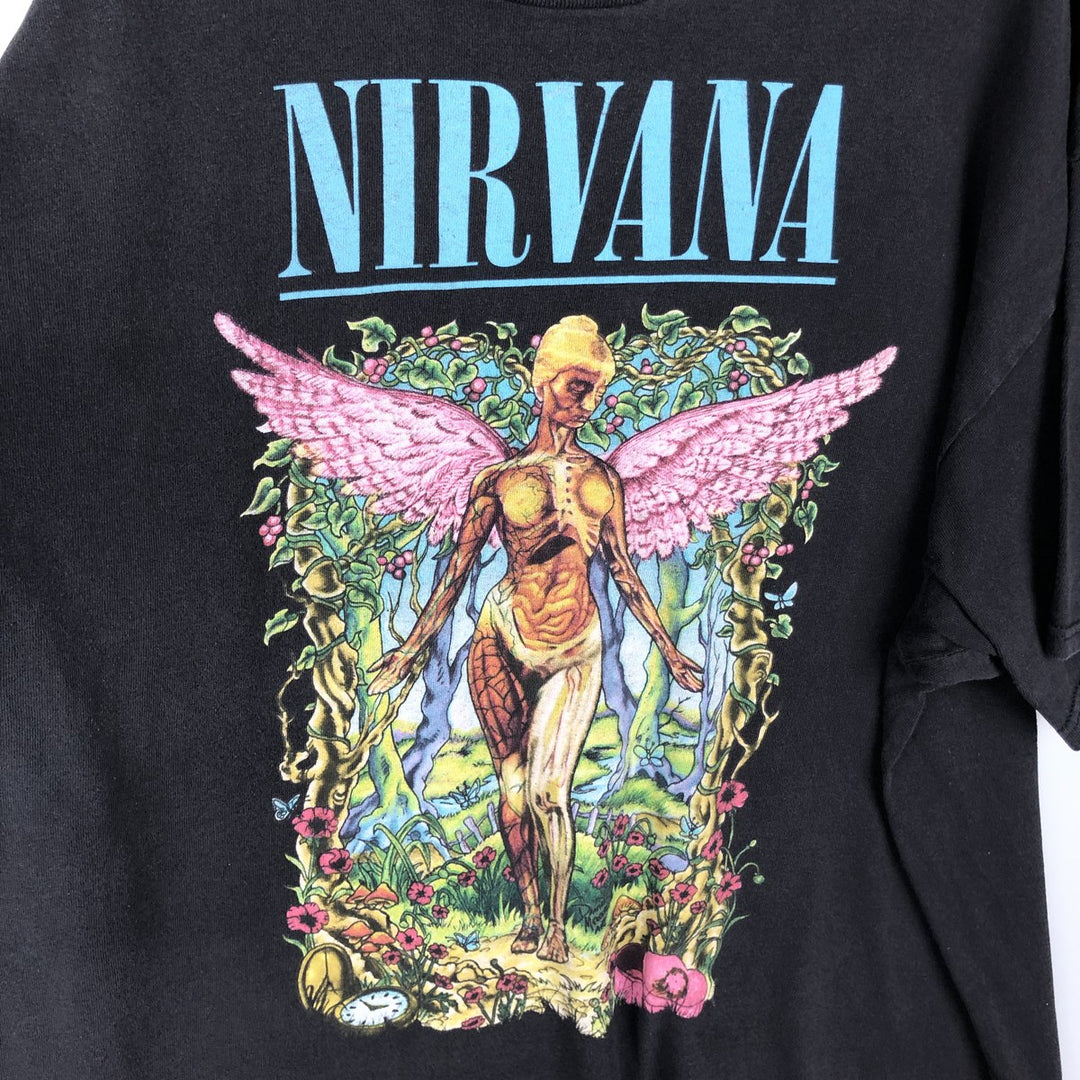 NIRVANA Nirvana Band T-shirt, Band T, Men's M size unclear black type Vintage Second Hand