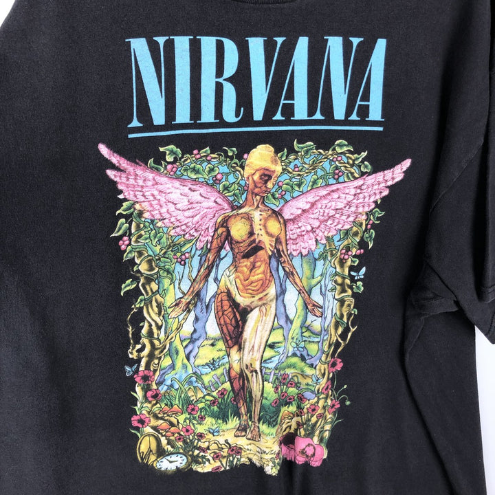 NIRVANA Nirvana Band T-shirt, Band T, Men's M size unclear black type Vintage Second Hand