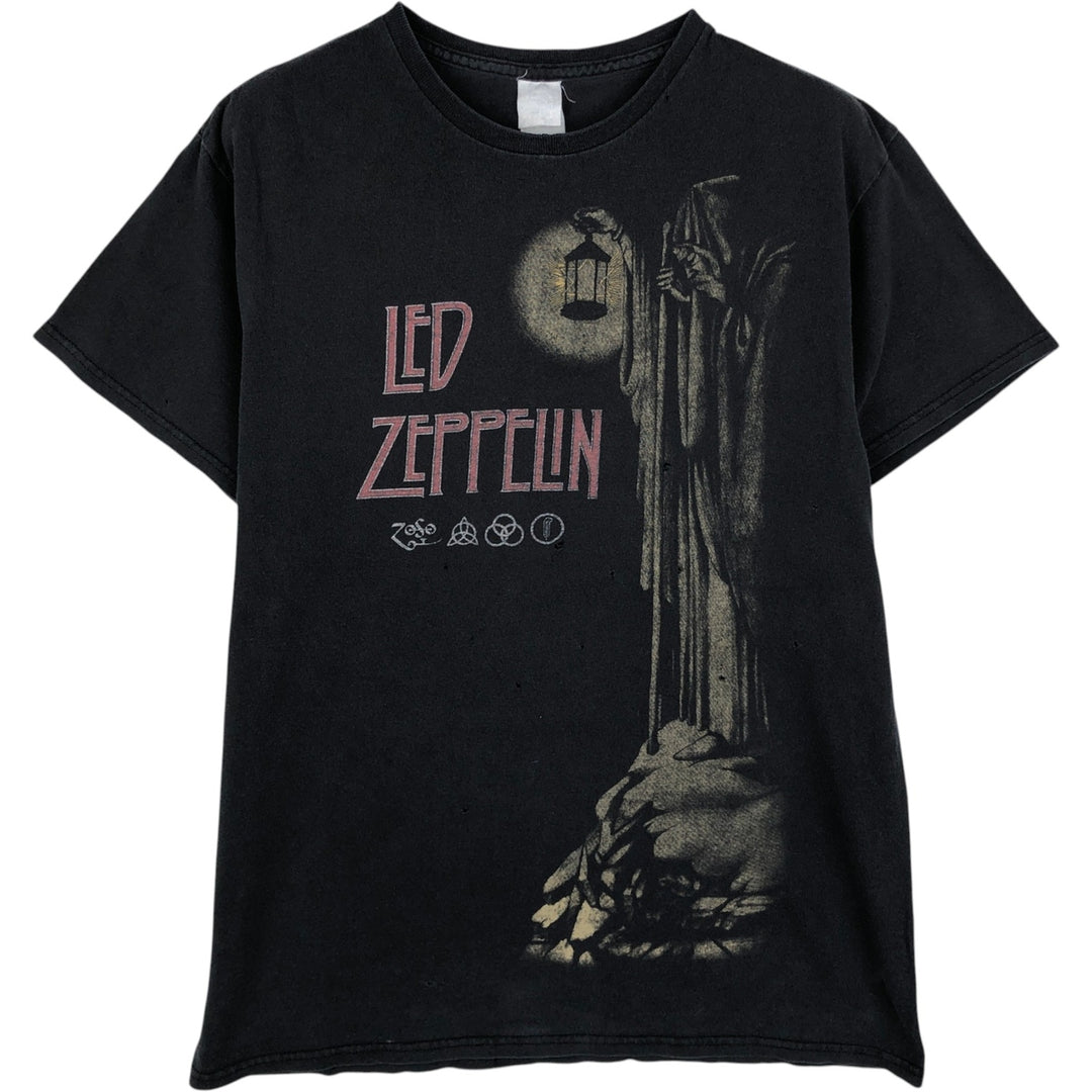 LED ZEPPELIN Led Zeppelin Band T-shirt Band T Men's S size unclear black type Vintage Second Hand