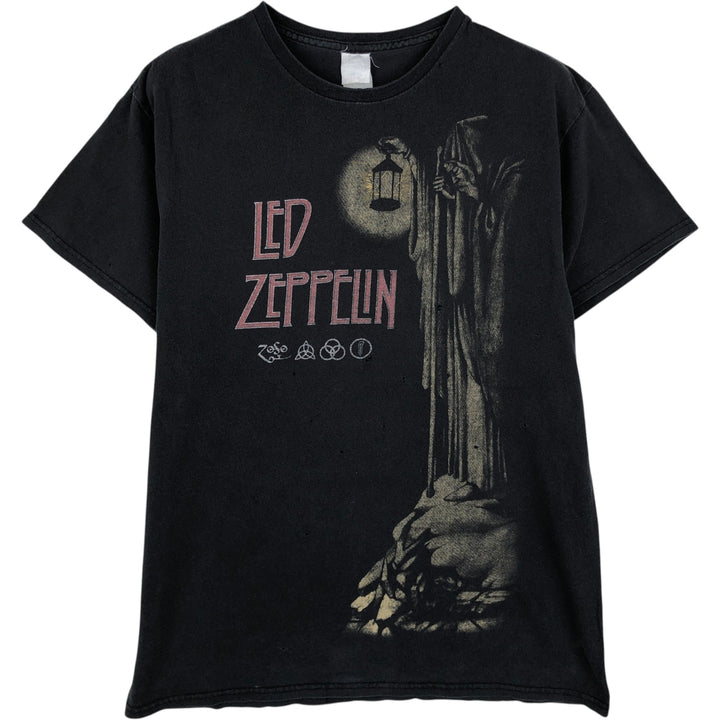 LED ZEPPELIN Led Zeppelin Band T-shirt Band T Men's S size unclear black type Vintage Second Hand