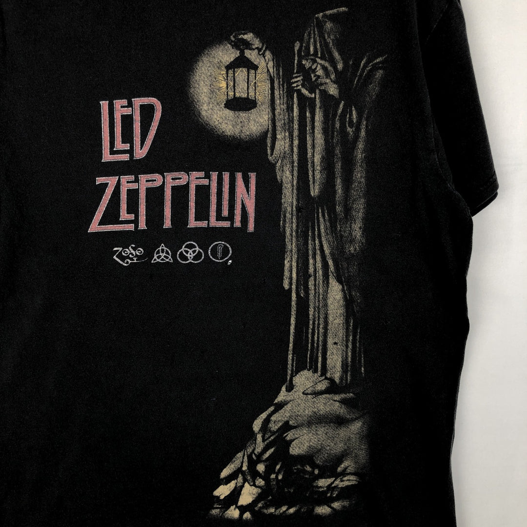 LED ZEPPELIN Led Zeppelin Band T-shirt Band T Men's S size unclear black type Vintage Second Hand
