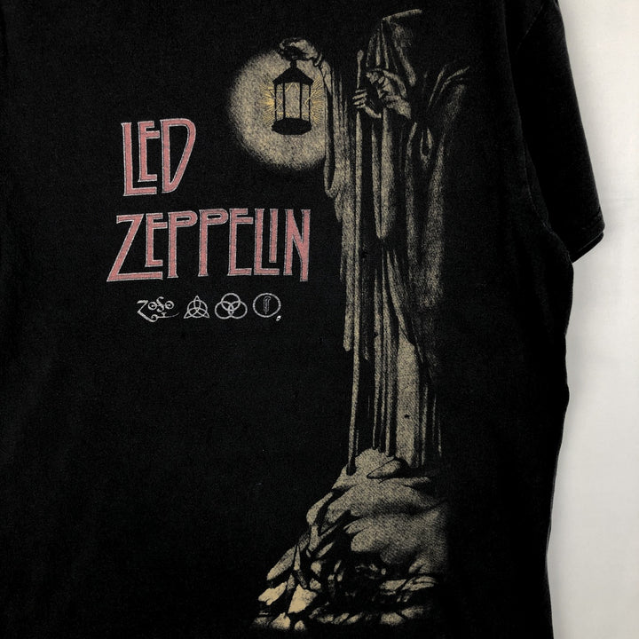 LED ZEPPELIN Led Zeppelin Band T-shirt Band T Men's S size unclear black type Vintage Second Hand