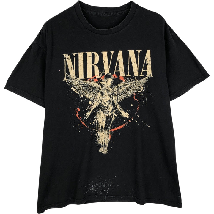 NIRVANA Nirvana Band T-shirt, Band T, Men's M size unclear black type Vintage Second Hand