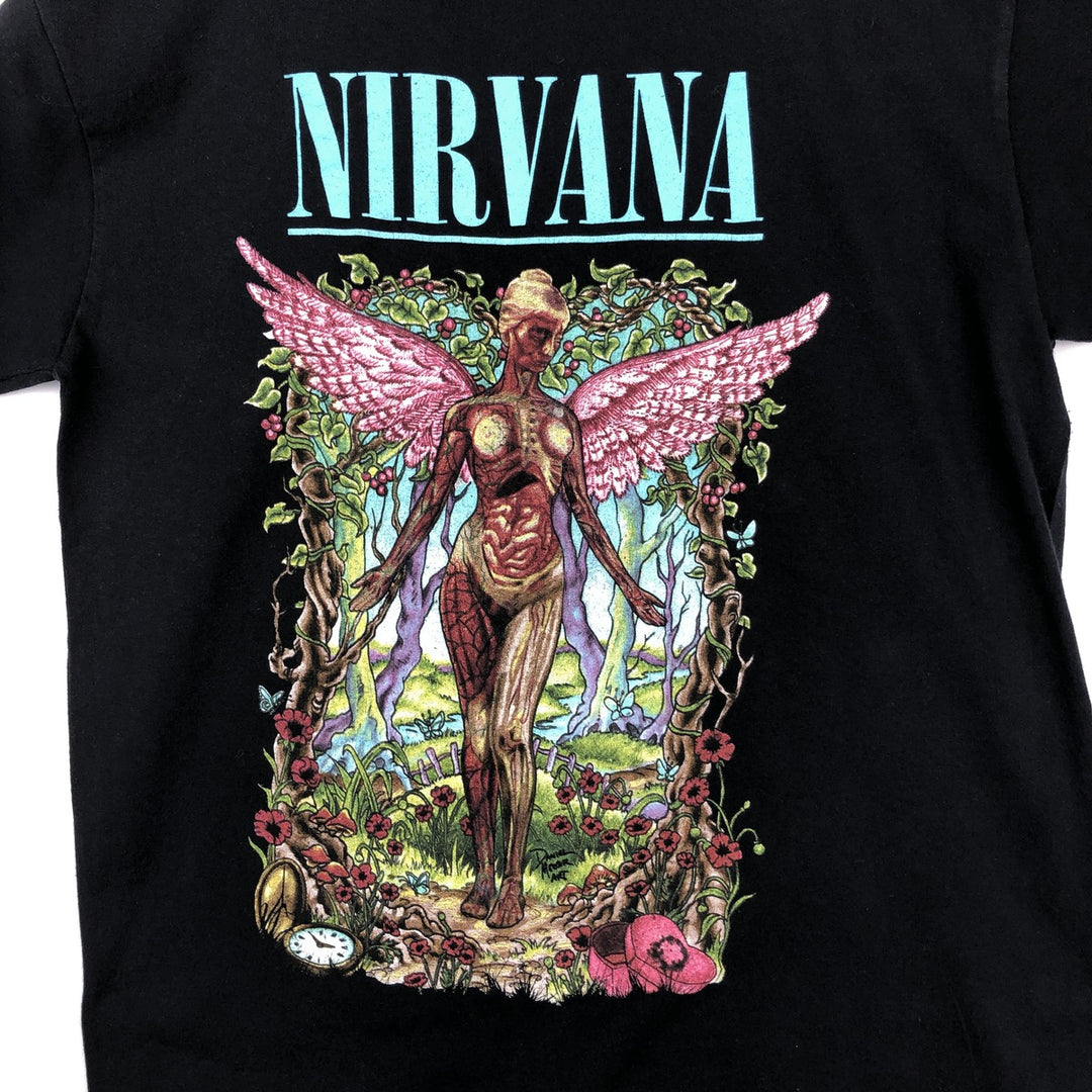 NIRVANA Nirvana Band T-shirt, Band T, Men's L size cotton black type Vintage Second Hand