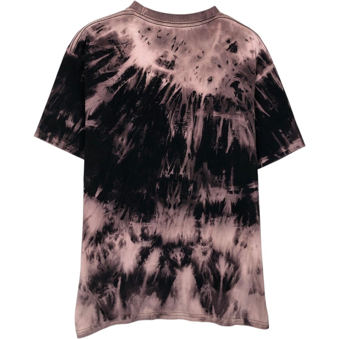 TEESTYLED KANYE WEST Skull Pattern Tie-Dye Rap T-Shirt (Men's Size L) cotton Red type red-purple Vintage Second Hand