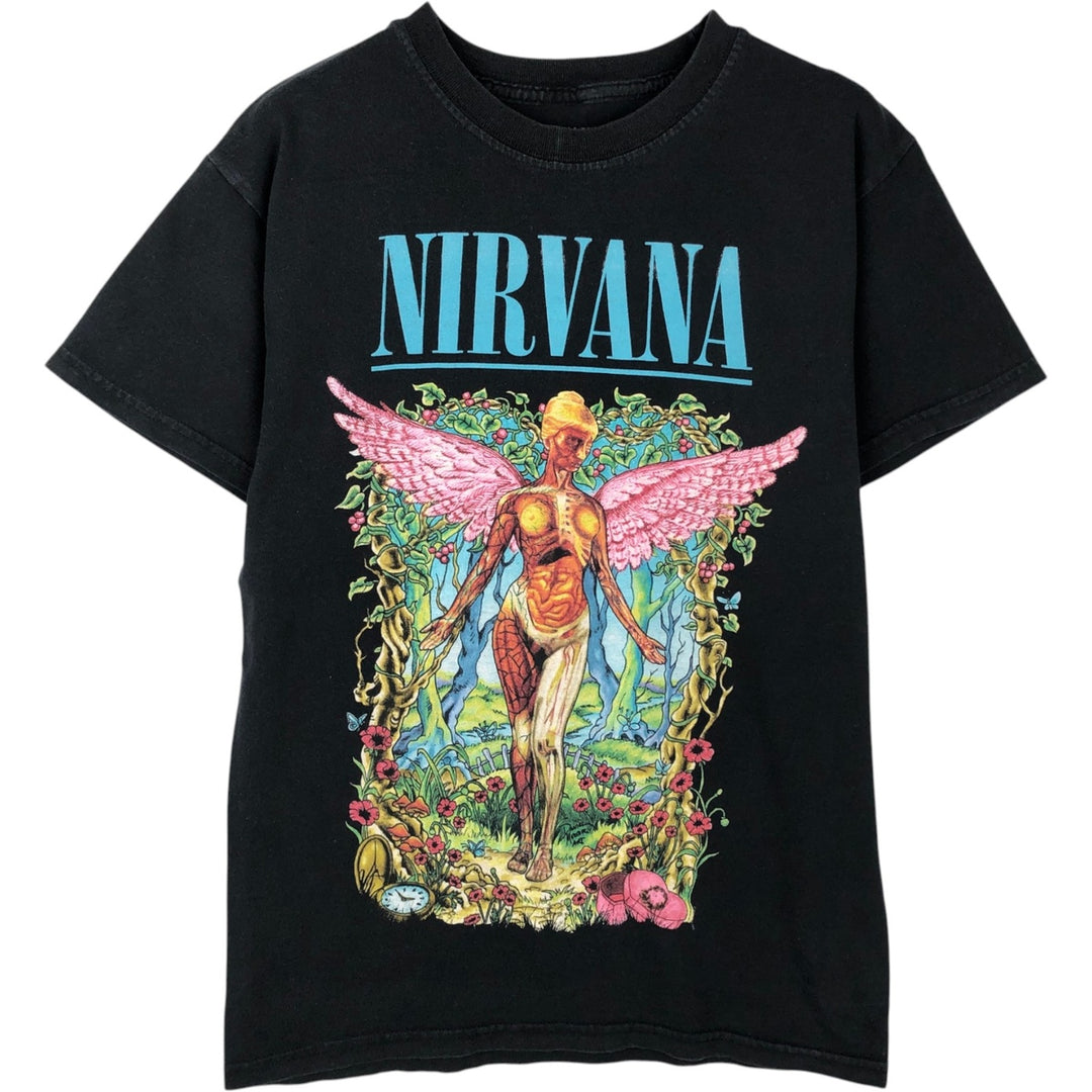 NIRVANA Nirvana Band T-shirt, Band T, Men's S size cotton black type Vintage Second Hand
