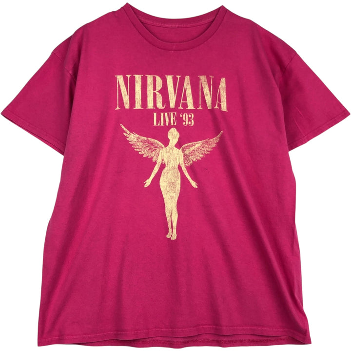 NIRVANA Nirvana Band T-shirt, Band T, Men's L size unclear pink type Vintage Second Hand