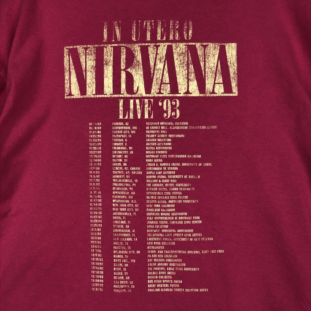 NIRVANA Nirvana Band T-shirt, Band T, Men's L size unclear pink type Vintage Second Hand