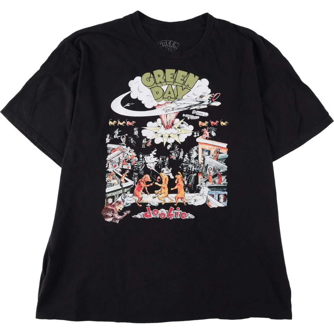 GREEN DAY Green Day Band T-shirt Band T Men's XL size cotton black type Vintage Second Hand