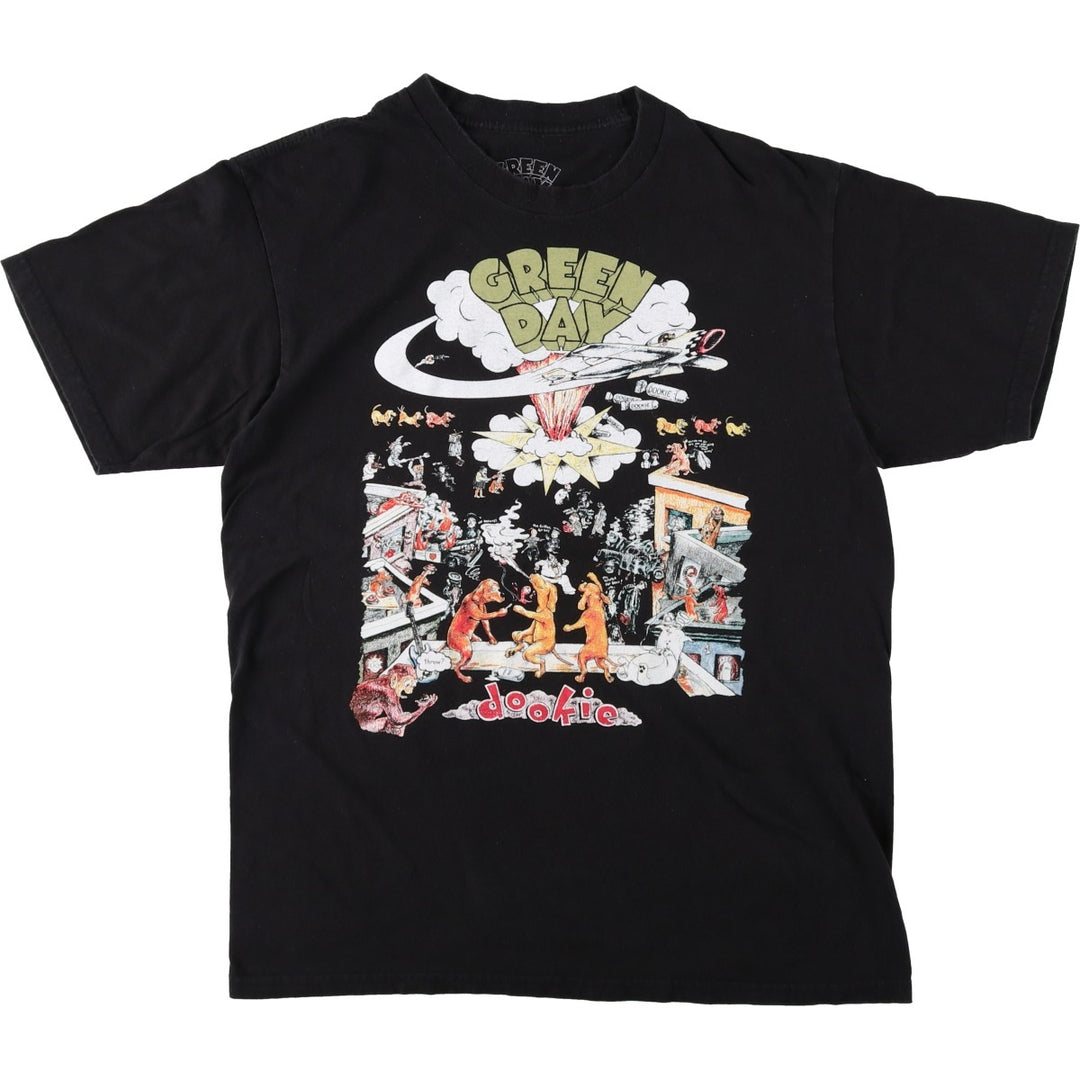 GREEN DAY Green Day Band T-shirt Band T Men's M size cotton black type Vintage Second Hand