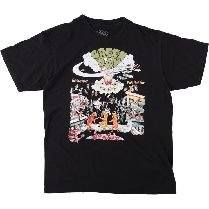 GREEN DAY Green Day Band T-shirt Band T Men's M size cotton black type Vintage Second Hand