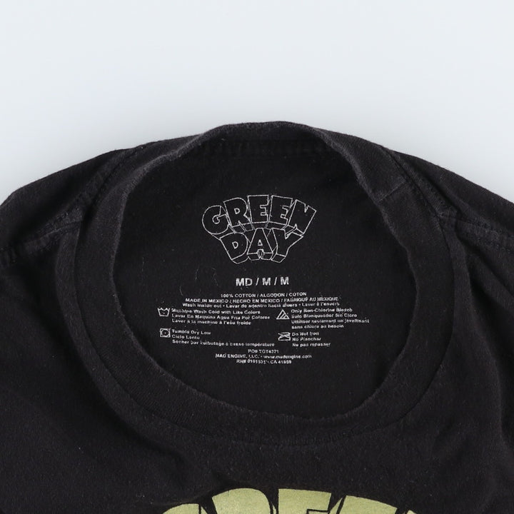 GREEN DAY Green Day Band T-shirt Band T Men's M size cotton black type Vintage Second Hand