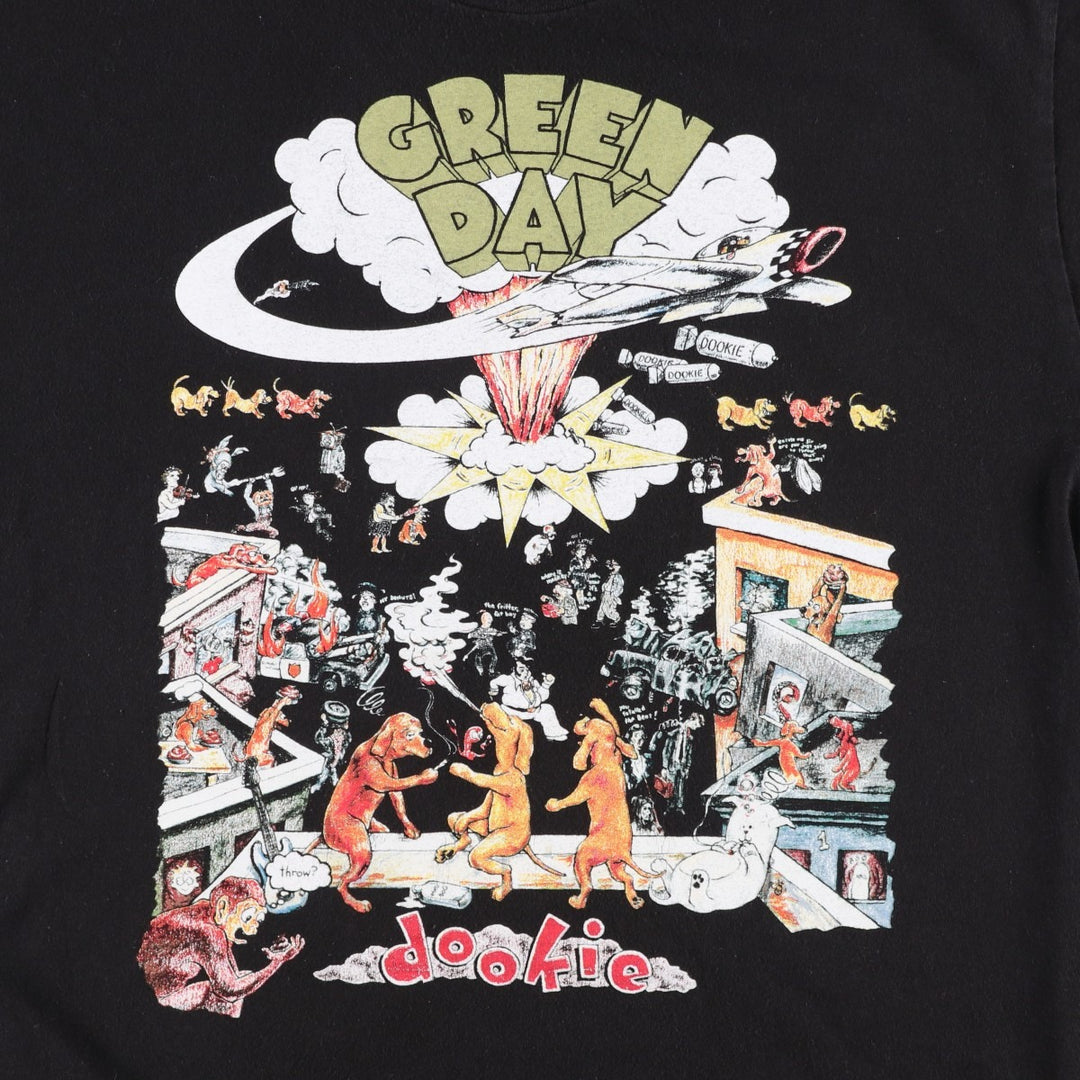 GREEN DAY Green Day Band T-shirt Band T Men's M size cotton black type Vintage Second Hand