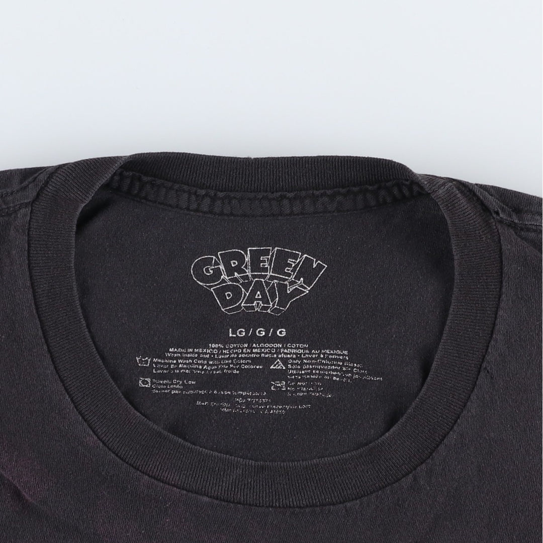 Green Day band t-shirt, men's size L (approx.) cotton Charcoal Vintage Second Hand
