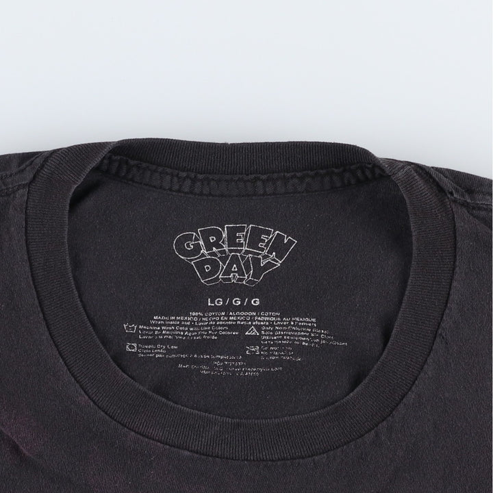 Green Day band t-shirt, men's size L (approx.) cotton Charcoal Vintage Second Hand