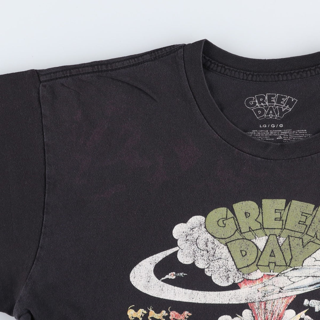 Green Day band t-shirt, men's size L (approx.) cotton Charcoal Vintage Second Hand