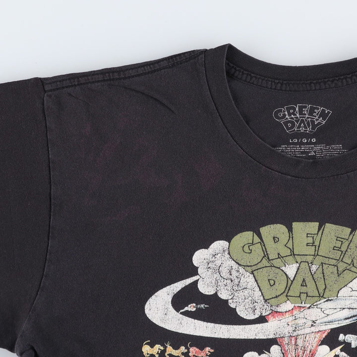 Green Day band t-shirt, men's size L (approx.) cotton Charcoal Vintage Second Hand