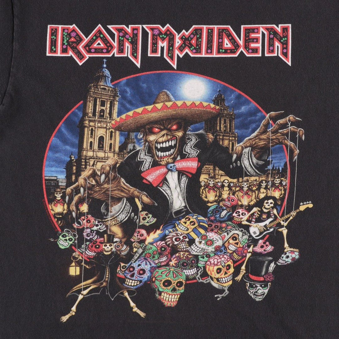 IRON MAIDEN Skull Pattern Band T-shirt, Men's XL size unclear black type Vintage Second Hand