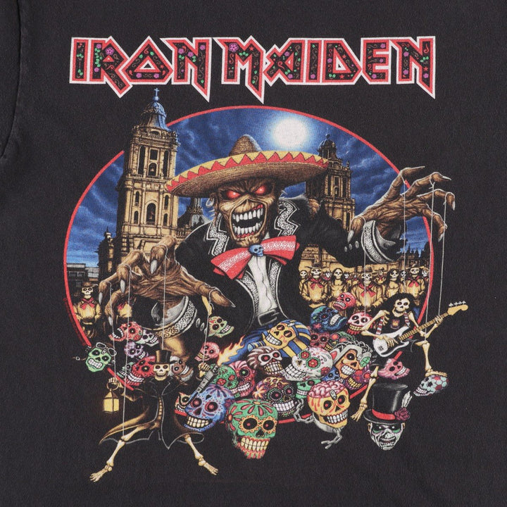 IRON MAIDEN Skull Pattern Band T-shirt, Men's XL size unclear black type Vintage Second Hand