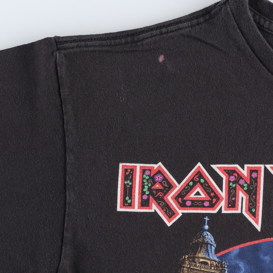 IRON MAIDEN Skull Pattern Band T-shirt, Men's XL size unclear black type Vintage Second Hand