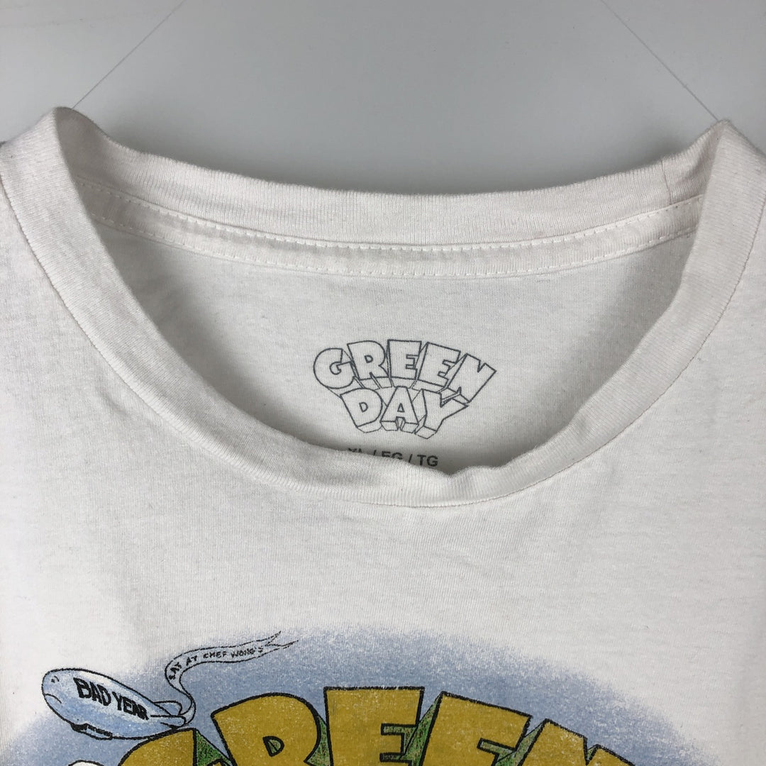 Green Day Band T-shirt, Men's XL size cotton white type Vintage Second Hand
