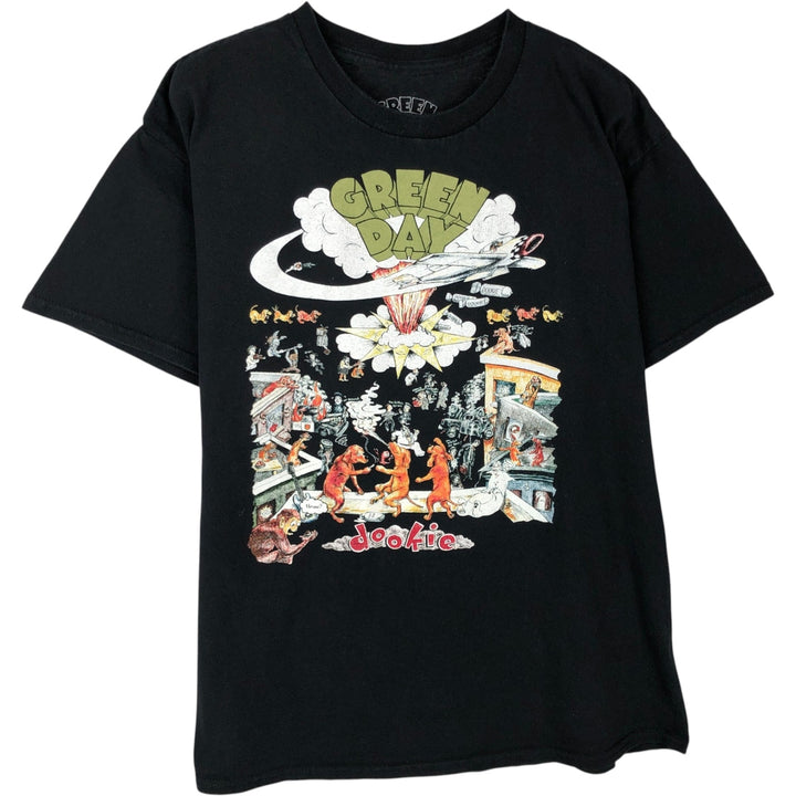 Green Day band t-shirt, men's size L (approx.) cotton black type Vintage Second Hand