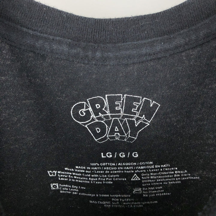 Green Day band t-shirt, men's size L (approx.) cotton black type Vintage Second Hand