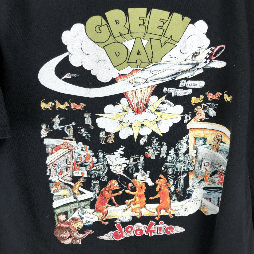 Green Day band t-shirt, men's size L (approx.) cotton black type Vintage Second Hand