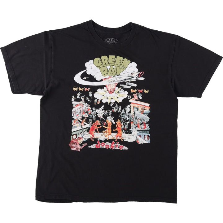 Green Day Band T-shirt, Men's M size cotton black type Vintage Second Hand