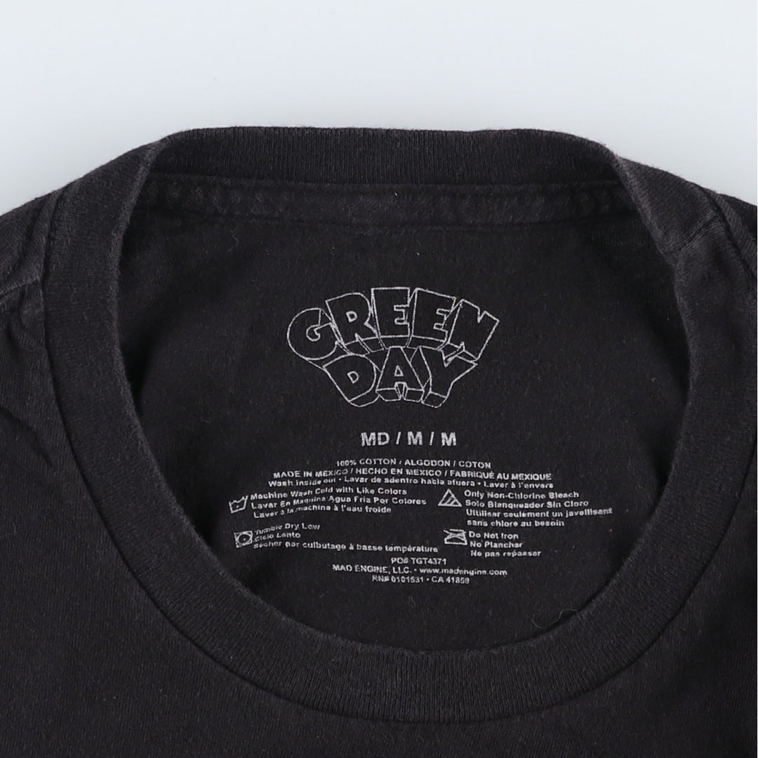 Green Day Band T-shirt, Men's M size cotton black type Vintage Second Hand