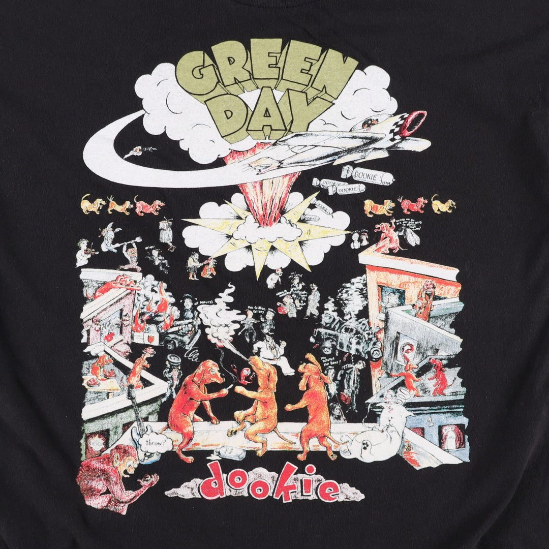 Green Day Band T-shirt, Men's M size cotton black type Vintage Second Hand