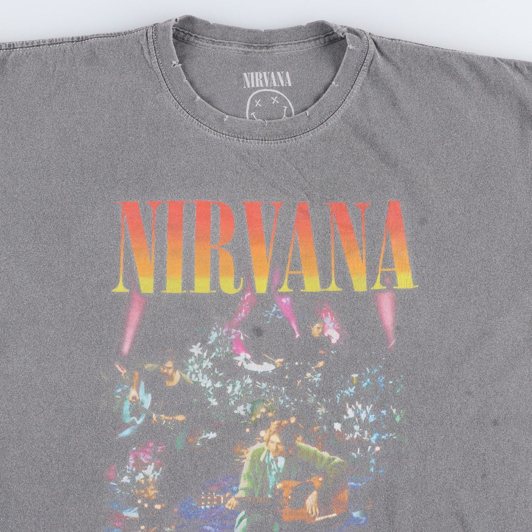 NIRVANA Nirvana Band T-shirt, Band T, Men's S size cotton gray type Vintage Second Hand