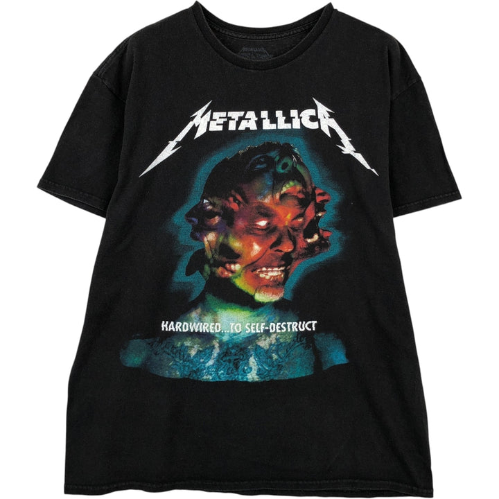 METALLICA Metallica Band T-shirt Band T Men's L size unclear black type Vintage Second Hand