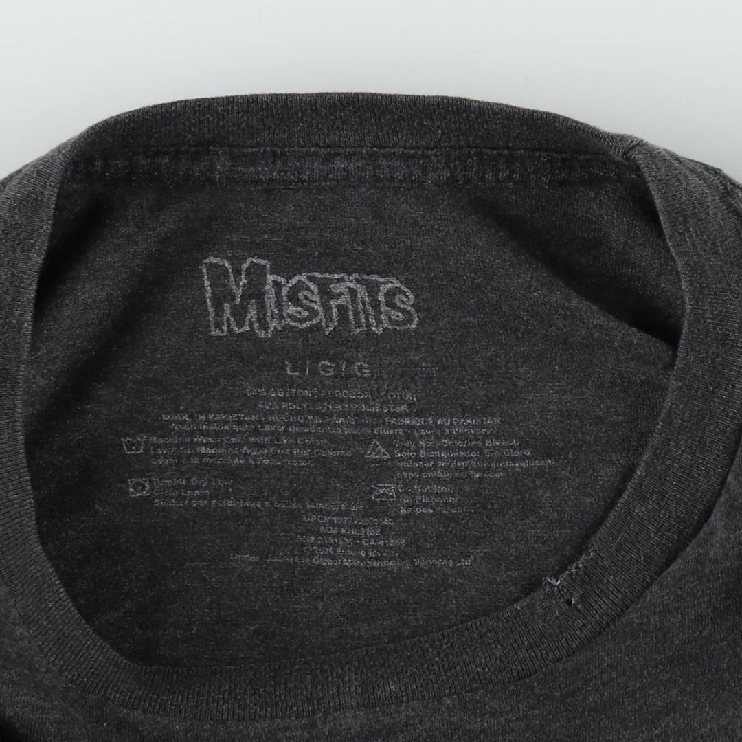 THE MISFITS Band T-shirt (Men's size L) cotton gray type Vintage Second Hand