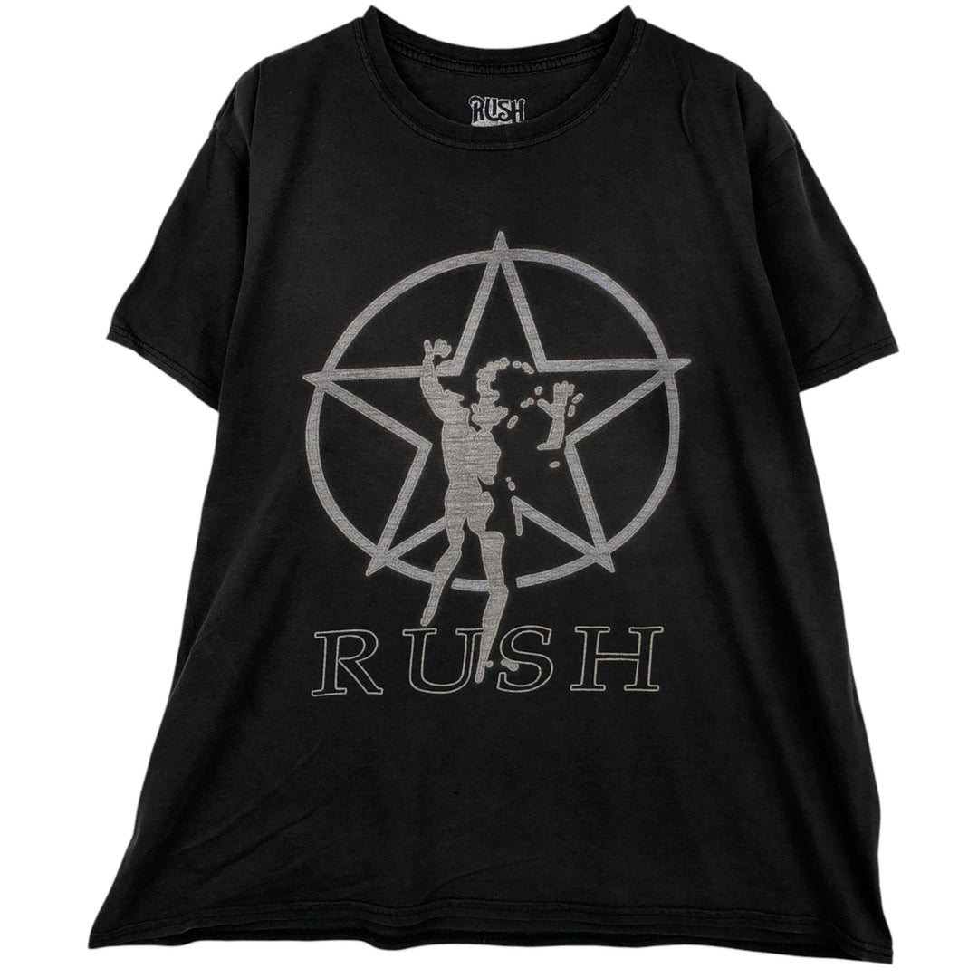 RUSH Band T-Shirt, Made in the UK, Men's Size XL (approx.) cotton black type Vintage Second Hand