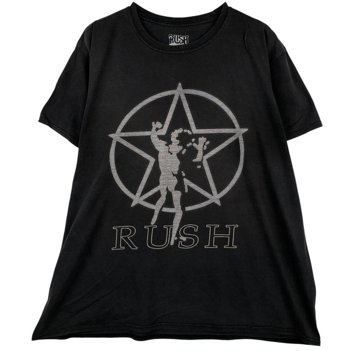 RUSH Band T-Shirt, Made in the UK, Men's Size XL (approx.) cotton black type Vintage Second Hand