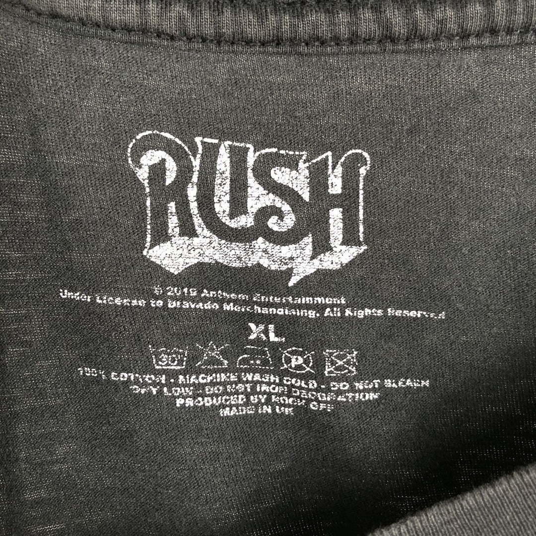 RUSH Band T-Shirt, Made in the UK, Men's Size XL (approx.) cotton black type Vintage Second Hand