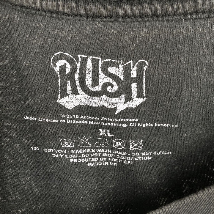 RUSH Band T-Shirt, Made in the UK, Men's Size XL (approx.) cotton black type Vintage Second Hand