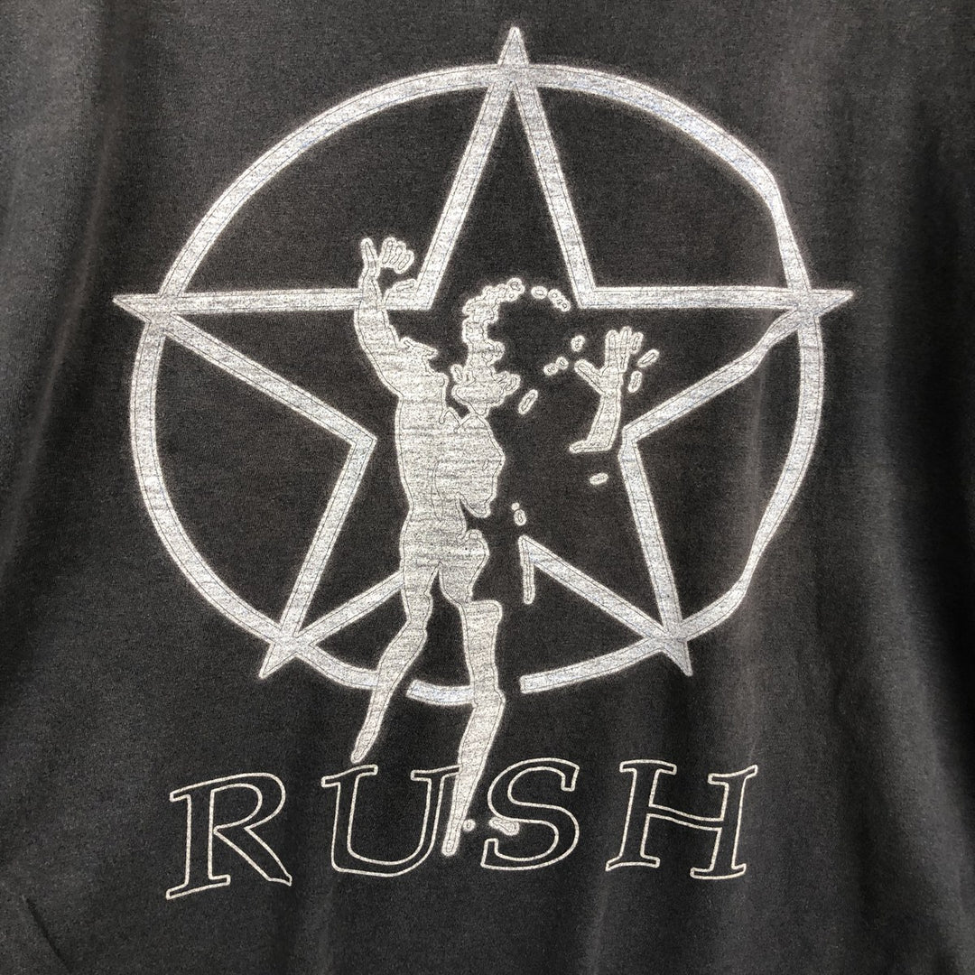 RUSH Band T-Shirt, Made in the UK, Men's Size XL (approx.) cotton black type Vintage Second Hand
