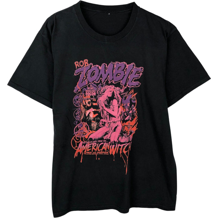 Rob Zombie Print Band T-Shirt (Clear, Men's XL equivalent) unclear black type Vintage Second Hand