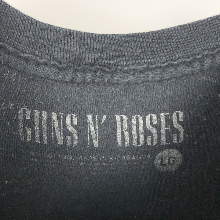 GUNS N' ROSES Skull Pattern Band T-shirt, Band Tee, Men's L size cotton black type Vintage Second Hand