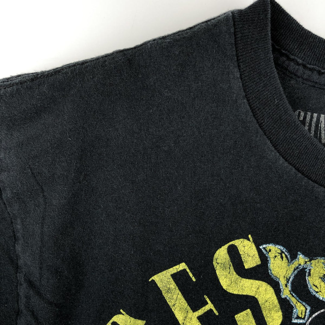 GUNS N' ROSES Skull Pattern Band T-shirt, Band Tee, Men's L size cotton black type Vintage Second Hand