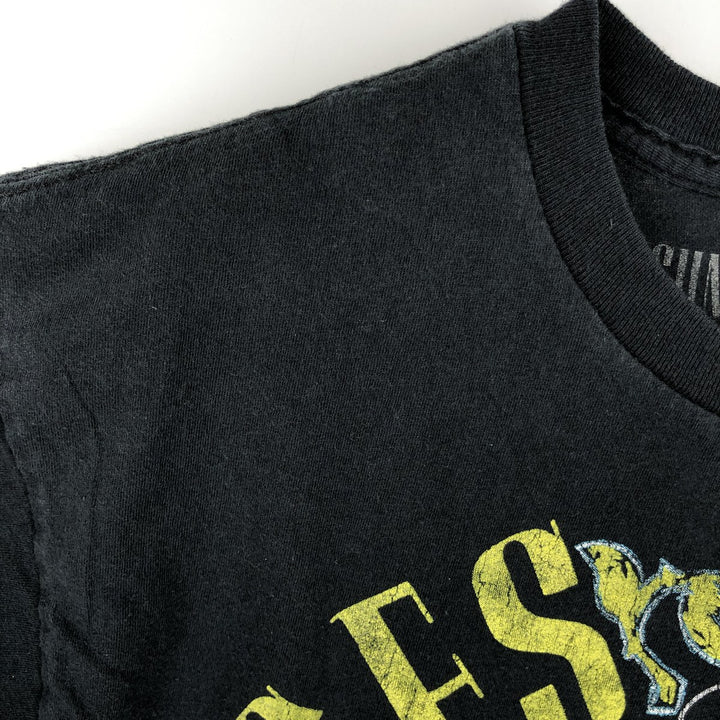 GUNS N' ROSES Skull Pattern Band T-shirt, Band Tee, Men's L size cotton black type Vintage Second Hand