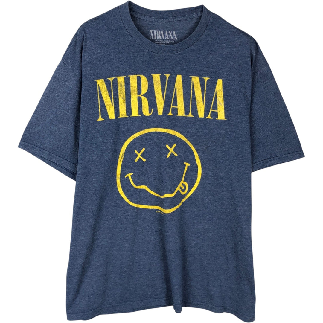 NIRVANA Nirvana Band T-shirt, Band T, Men's XL size cotton blue type Vintage Second Hand