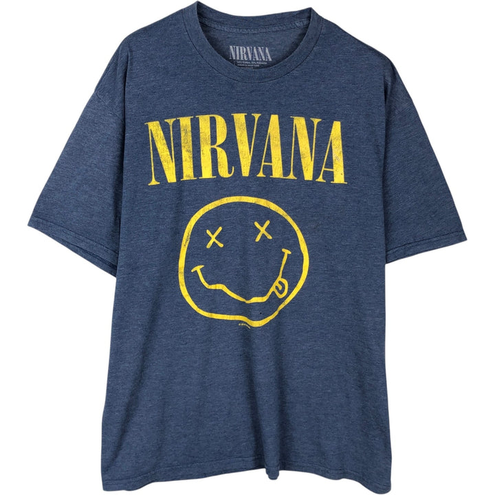 NIRVANA Nirvana Band T-shirt, Band T, Men's XL size cotton blue type Vintage Second Hand