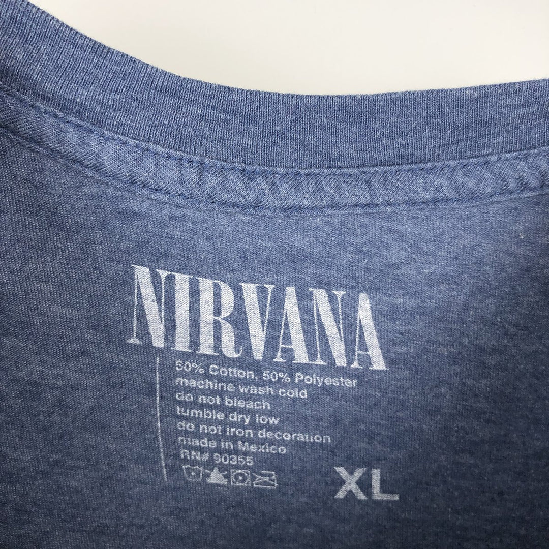 NIRVANA Nirvana Band T-shirt, Band T, Men's XL size cotton blue type Vintage Second Hand